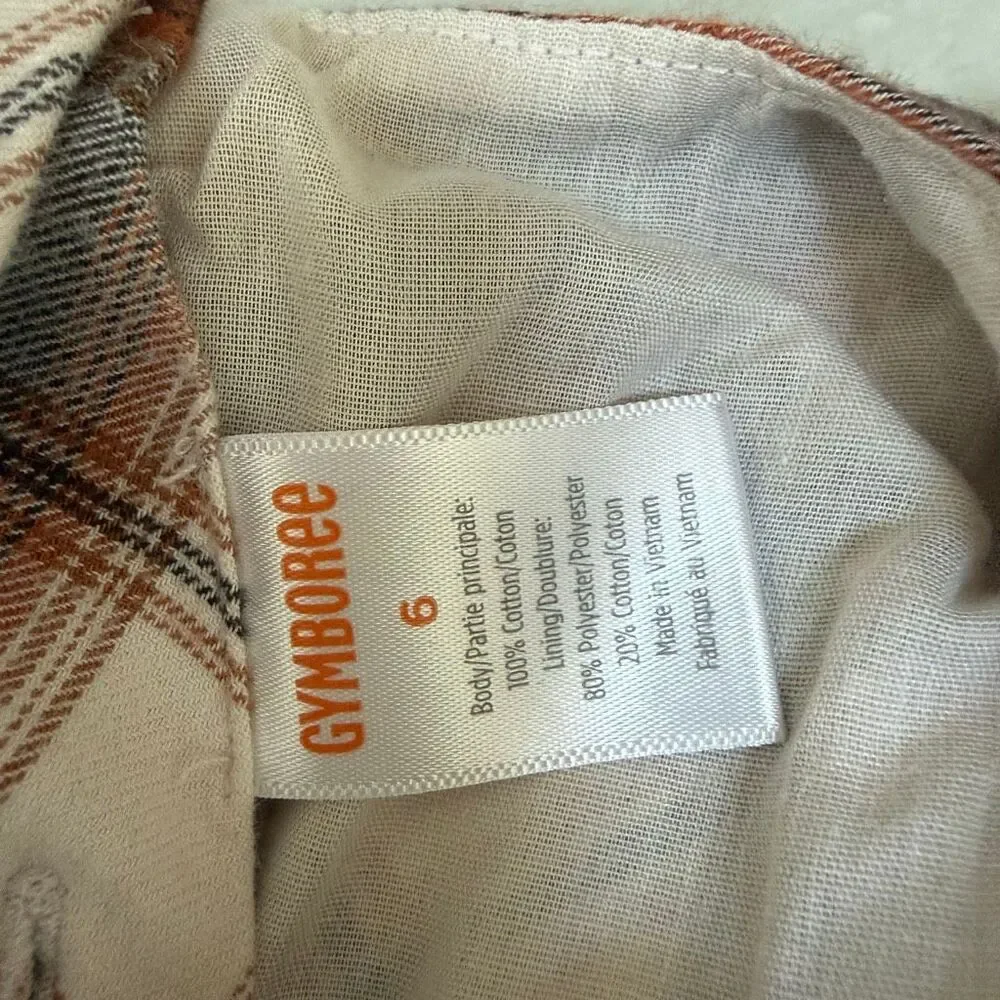 Gymboree Girls Plaid Tiered Dress - Autumn Adventures - Tan cotton flannel sz 6